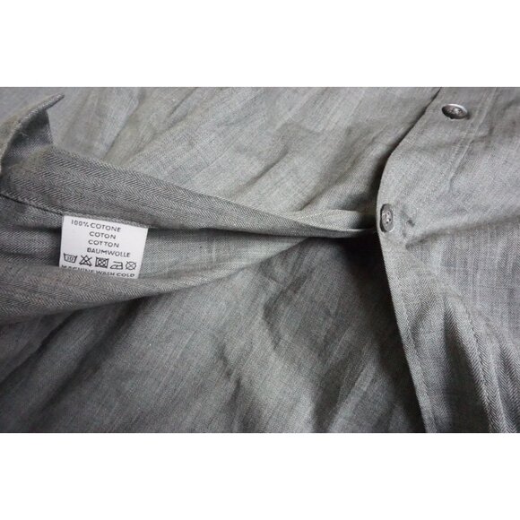 Canali CURRENT Gray Herringbone 100% Cotton Button Up Shirt Sz XL NEW - Picture 5 of 7